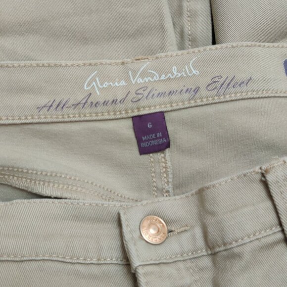 Gloria Vanderbilt Amanda Skimmer Jeans Embellished Cropped Denim Beige Size 6 - Picture 5 of 8